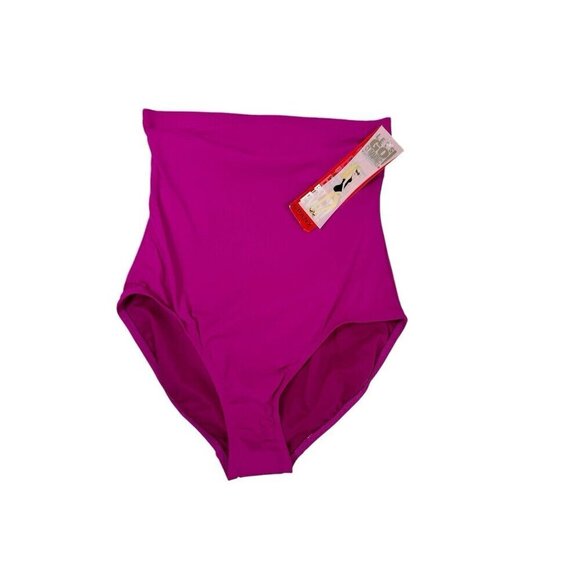 SPANX Let's Go Slimming Swimwear High Waist Bottom Women 10 Berry Pink New 8682 - Picture 2 of 16